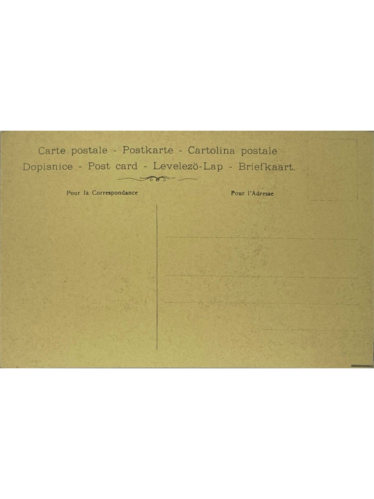 Verso de la carte postale