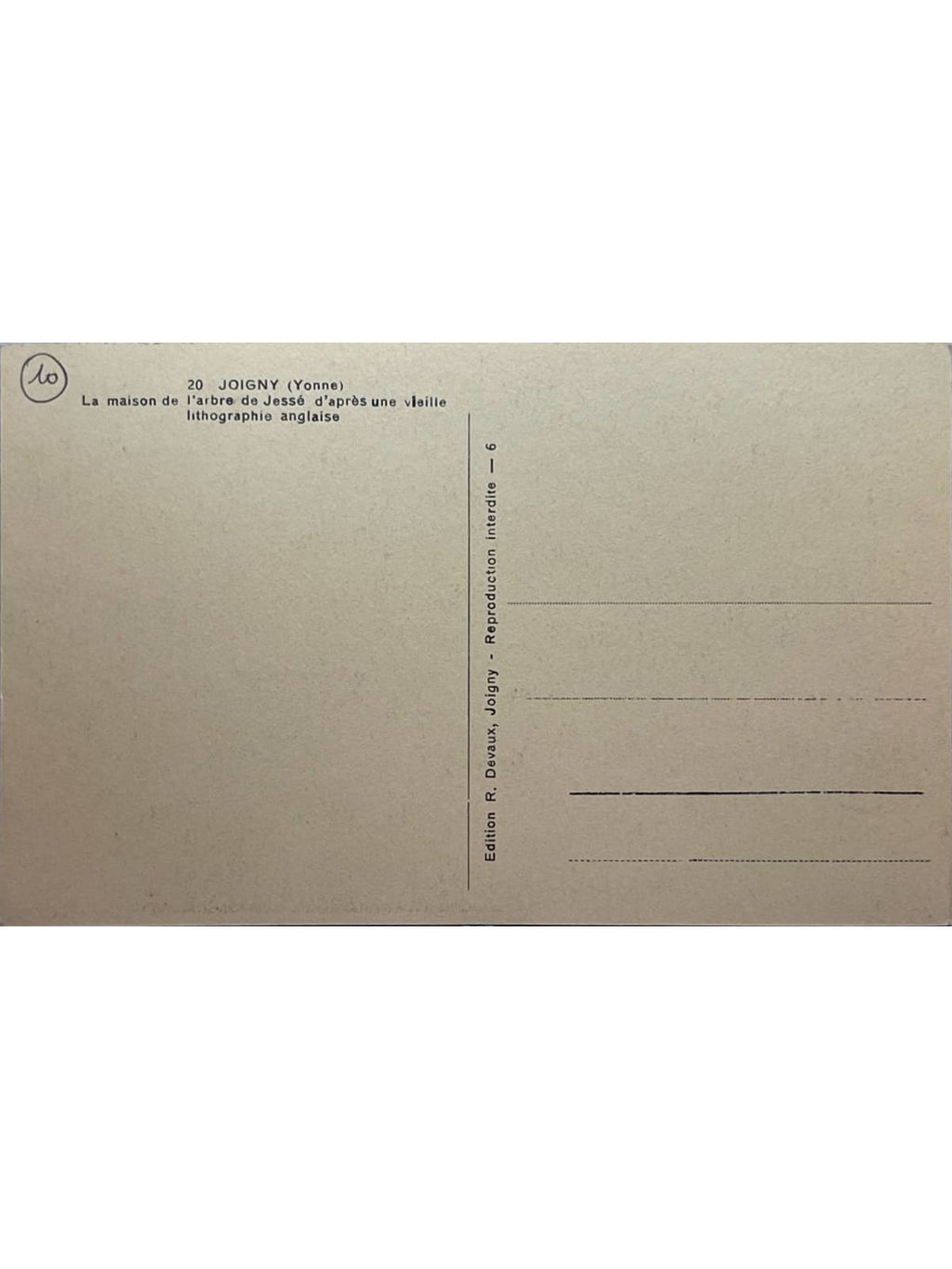 Verso de la carte postale