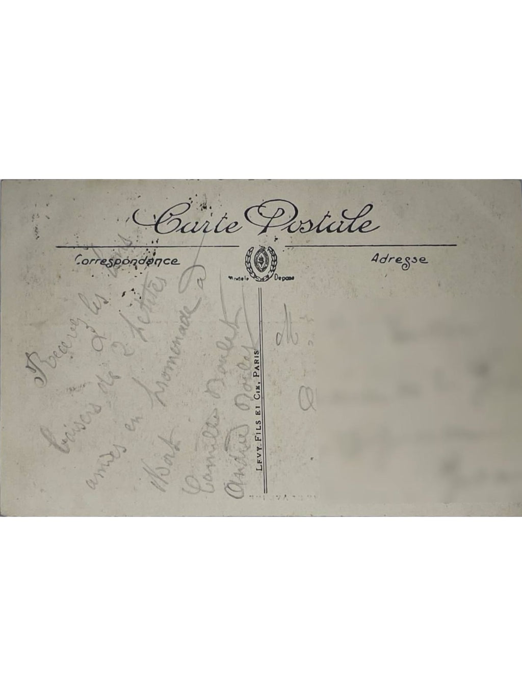 Verso de la carte postale