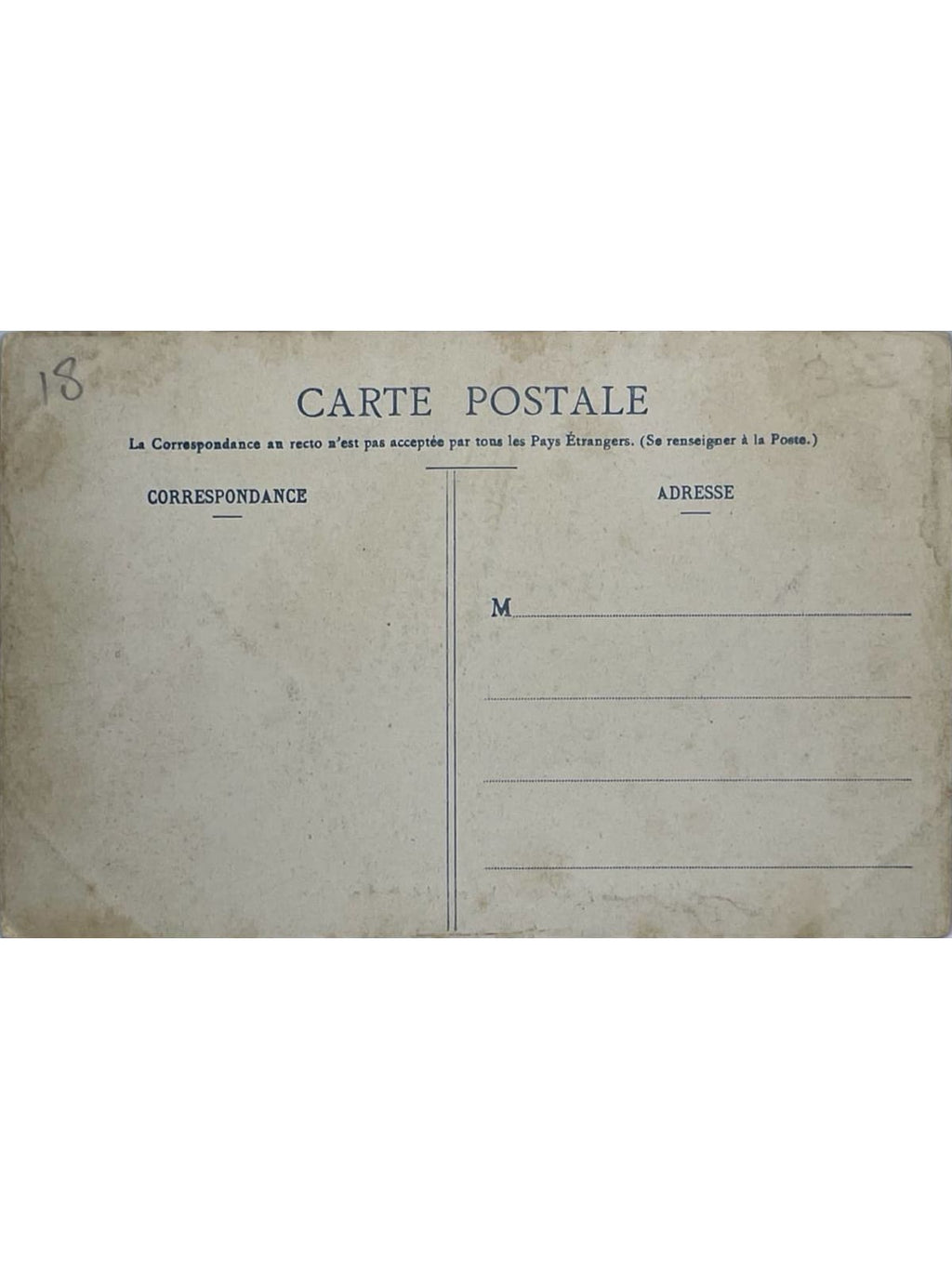 Verso de la carte postale