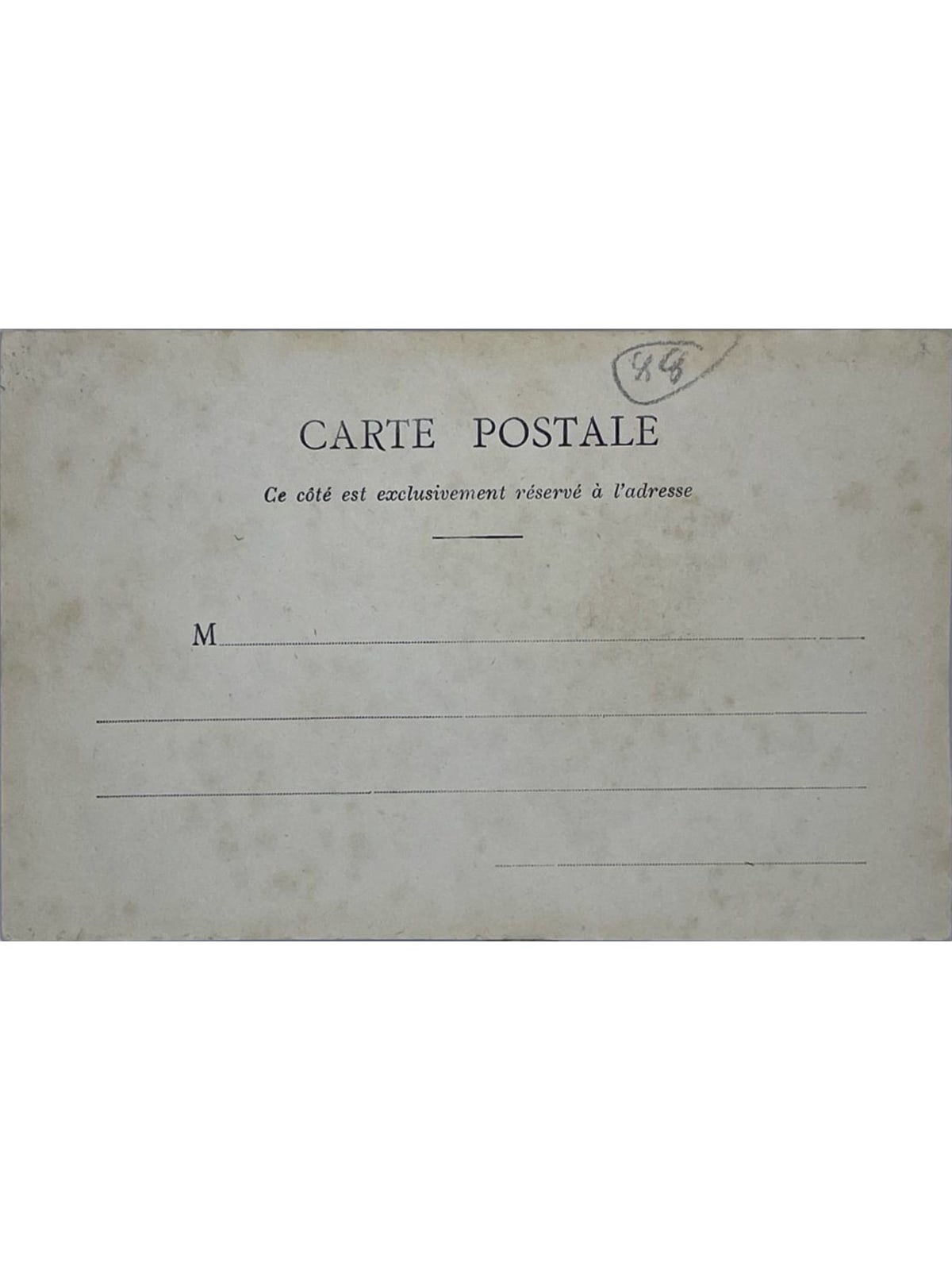 Verso de la carte postale