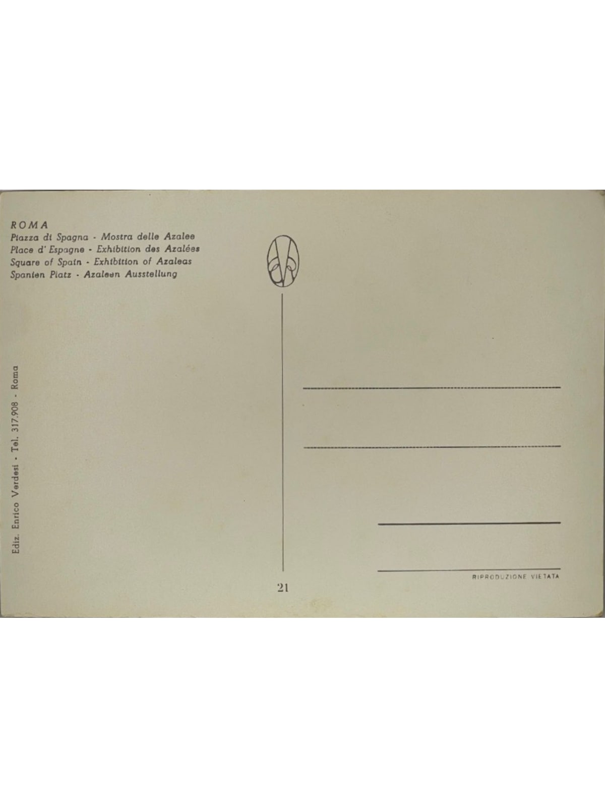 Verso de la carte postale