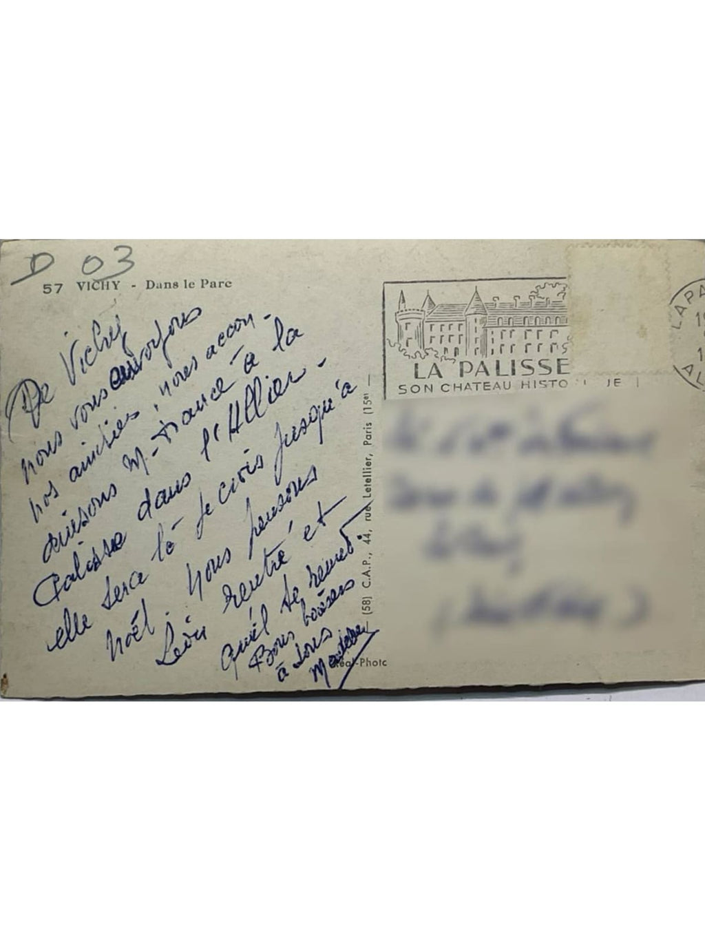 Verso de la carte postale