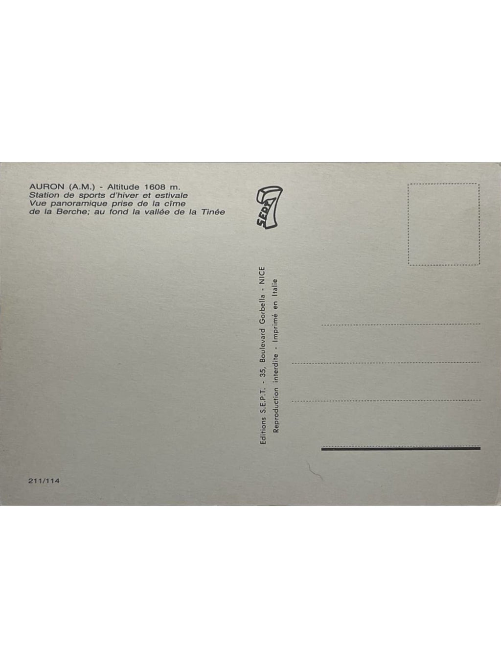 Verso de la carte postale