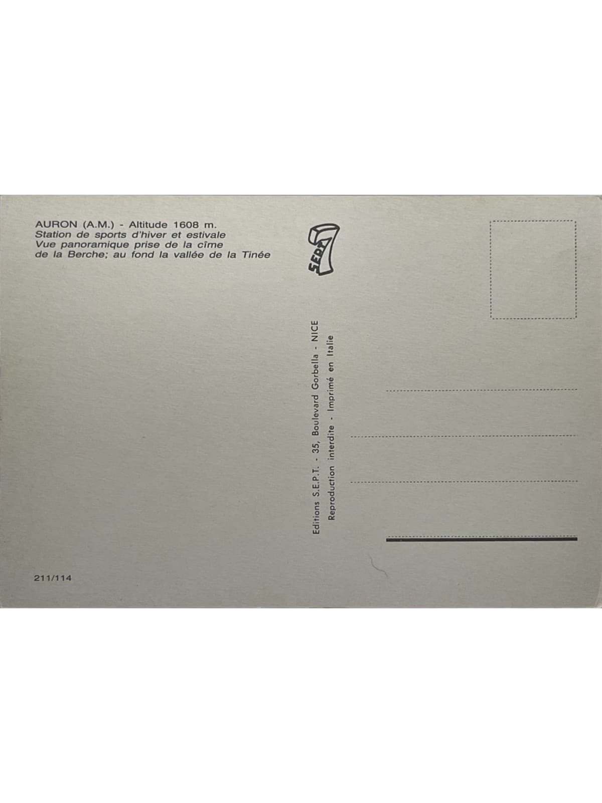 Verso de la carte postale