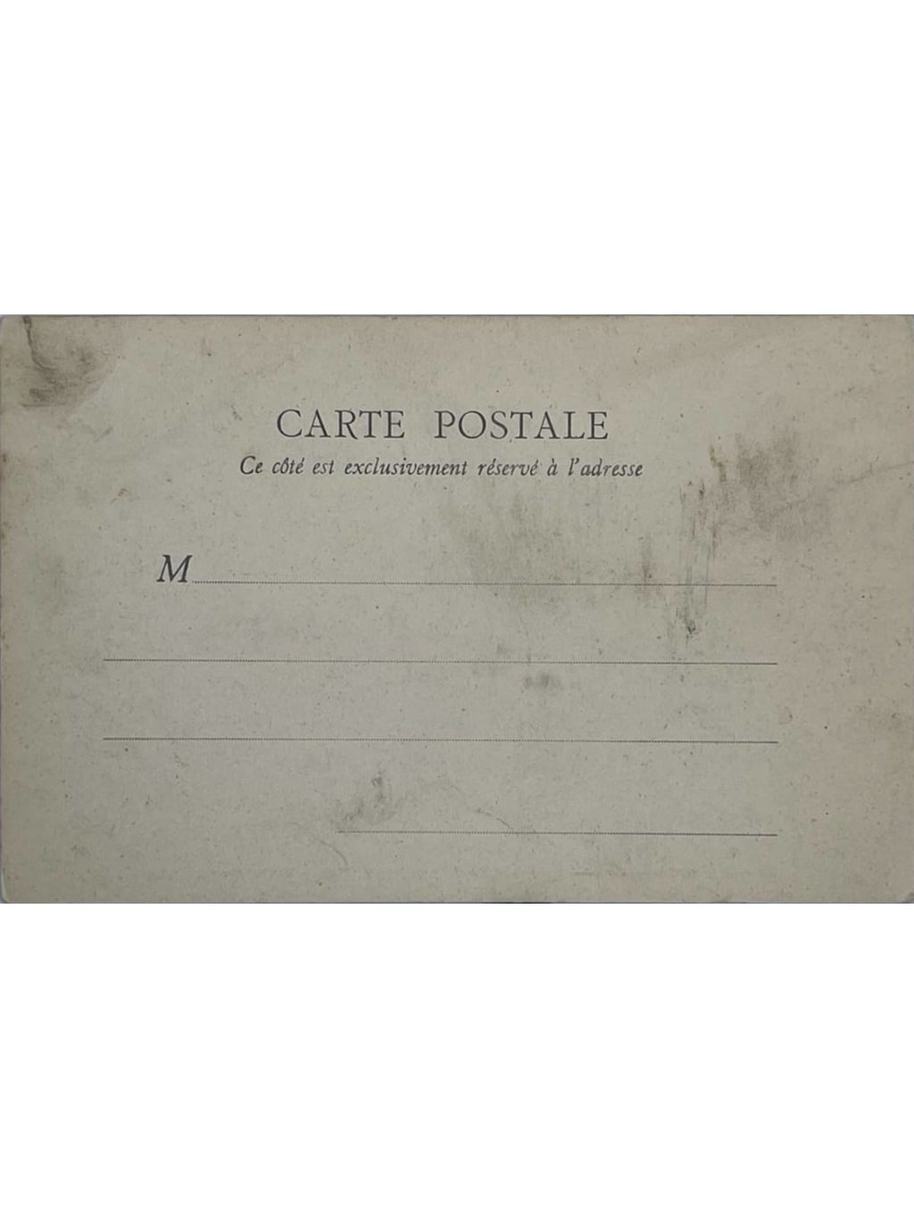 Verso de la carte postale