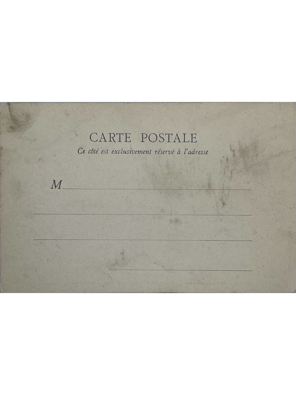 Verso de la carte postale
