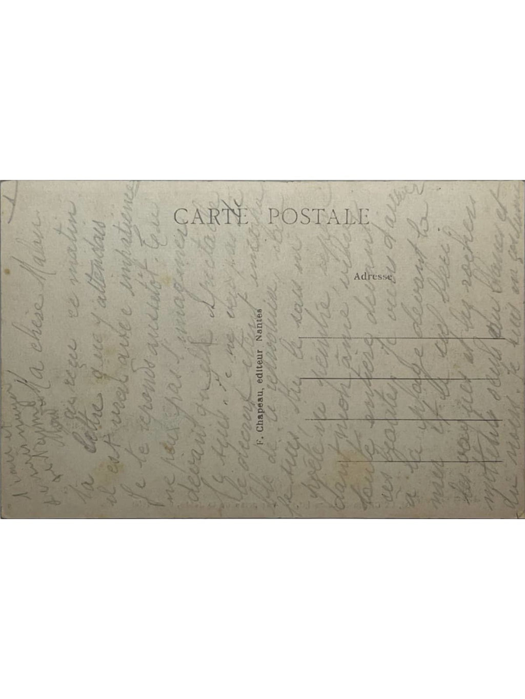 Verso de la carte postale