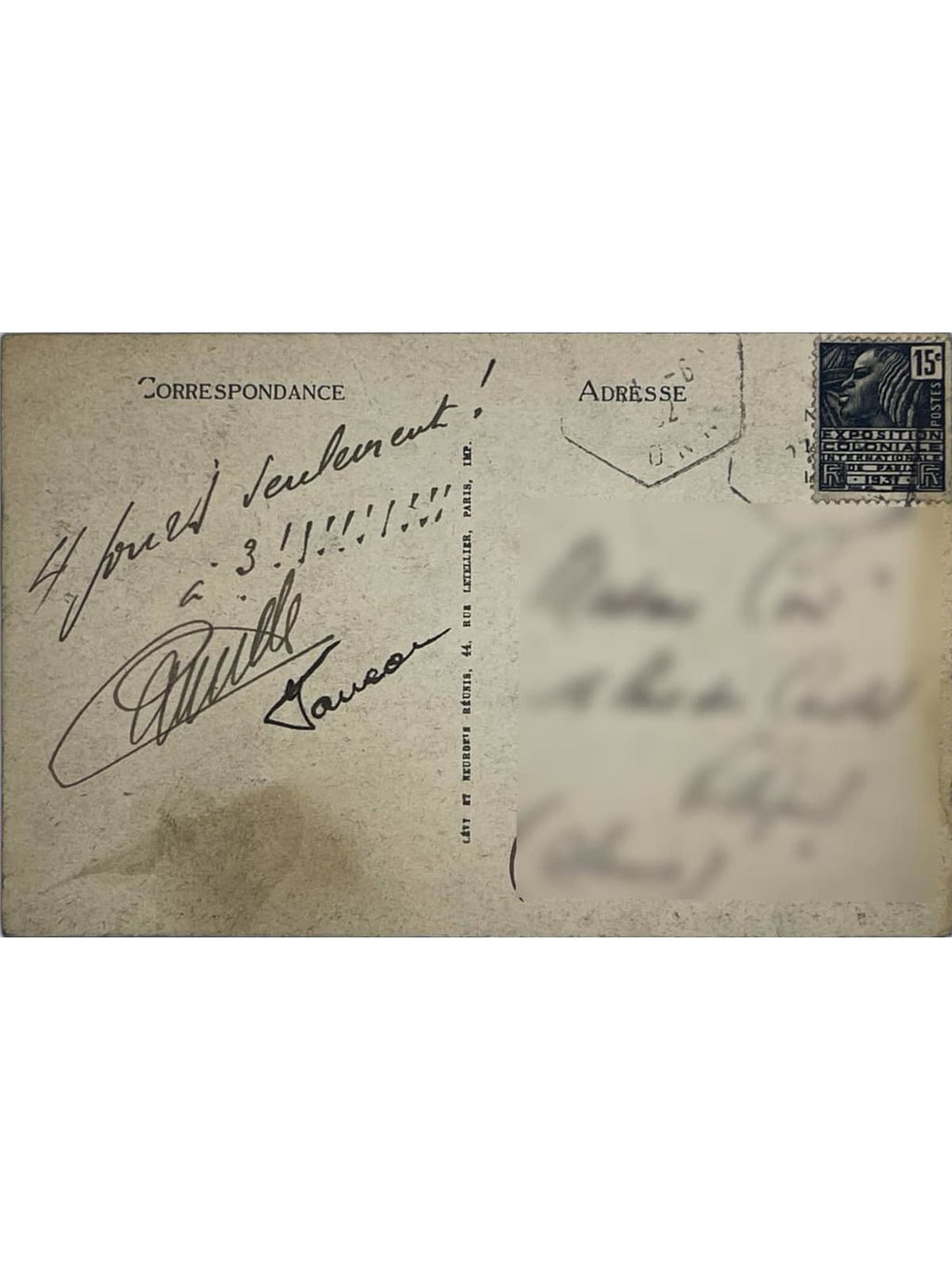 Verso de la carte postale