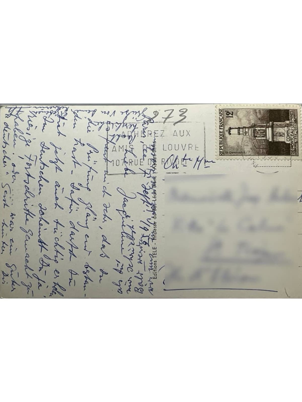Verso de la carte postale