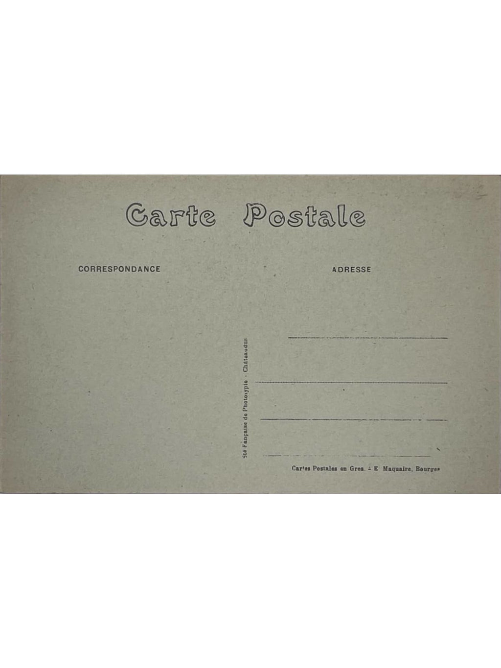 Verso de la carte postale