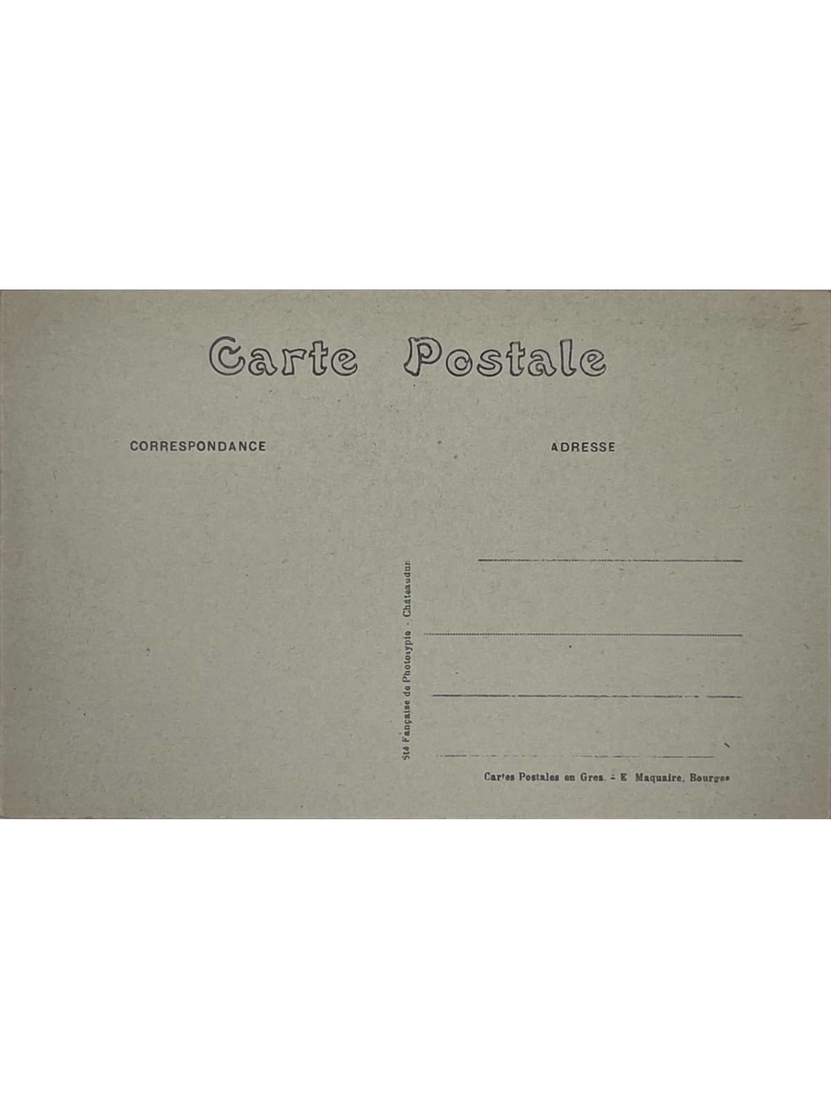 Verso de la carte postale