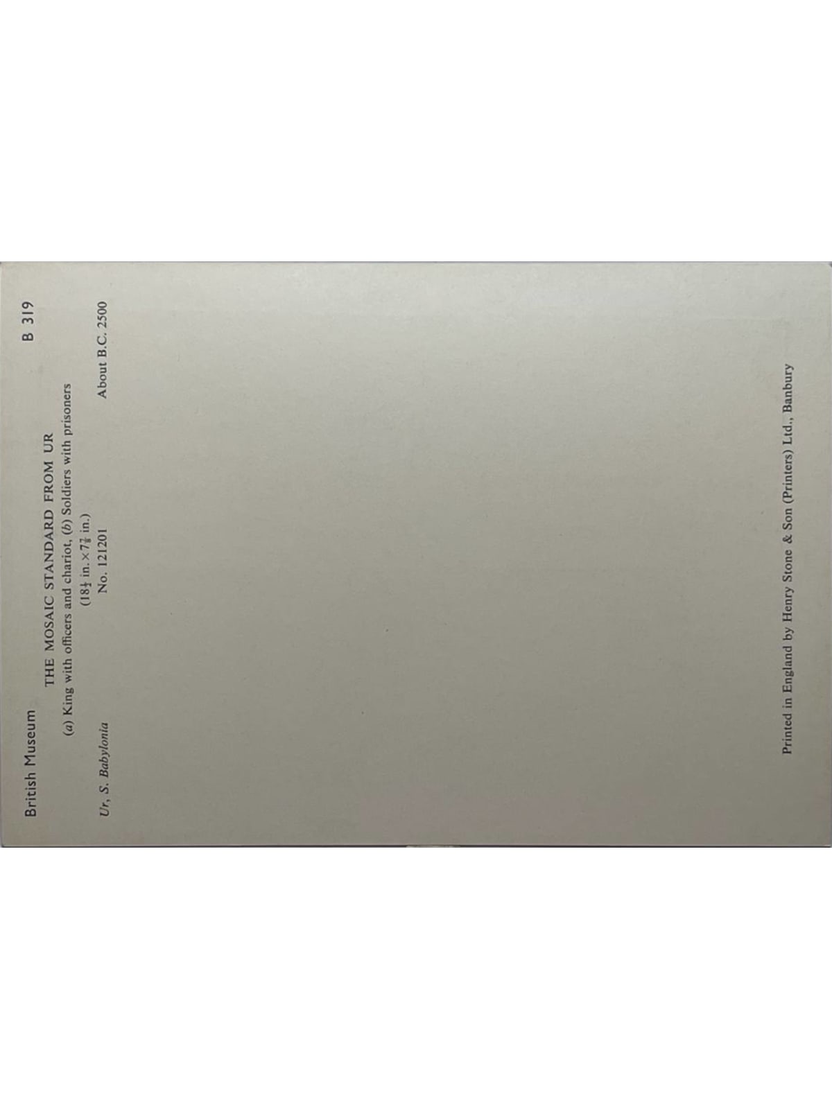 Verso de la carte postale