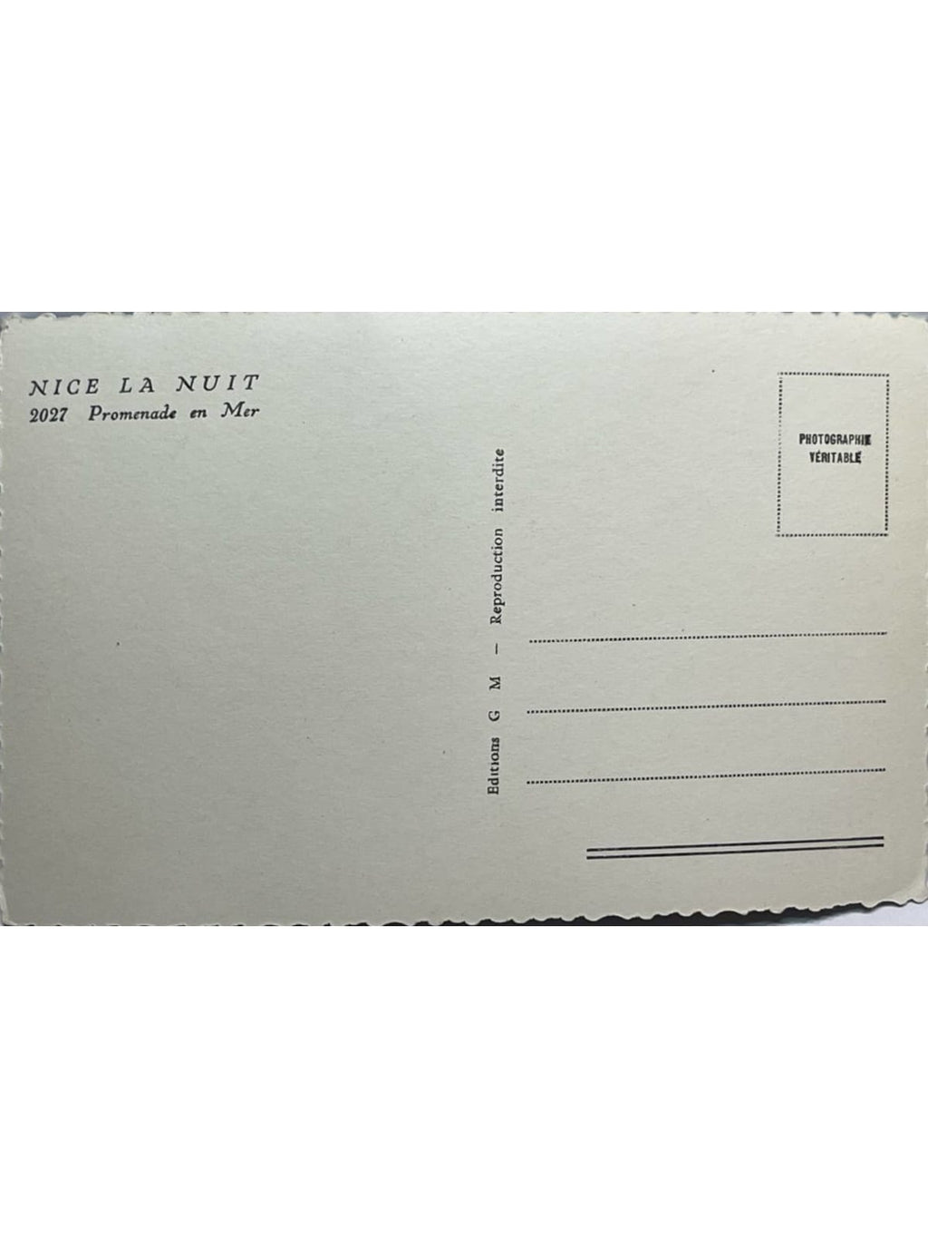 Verso de la carte postale