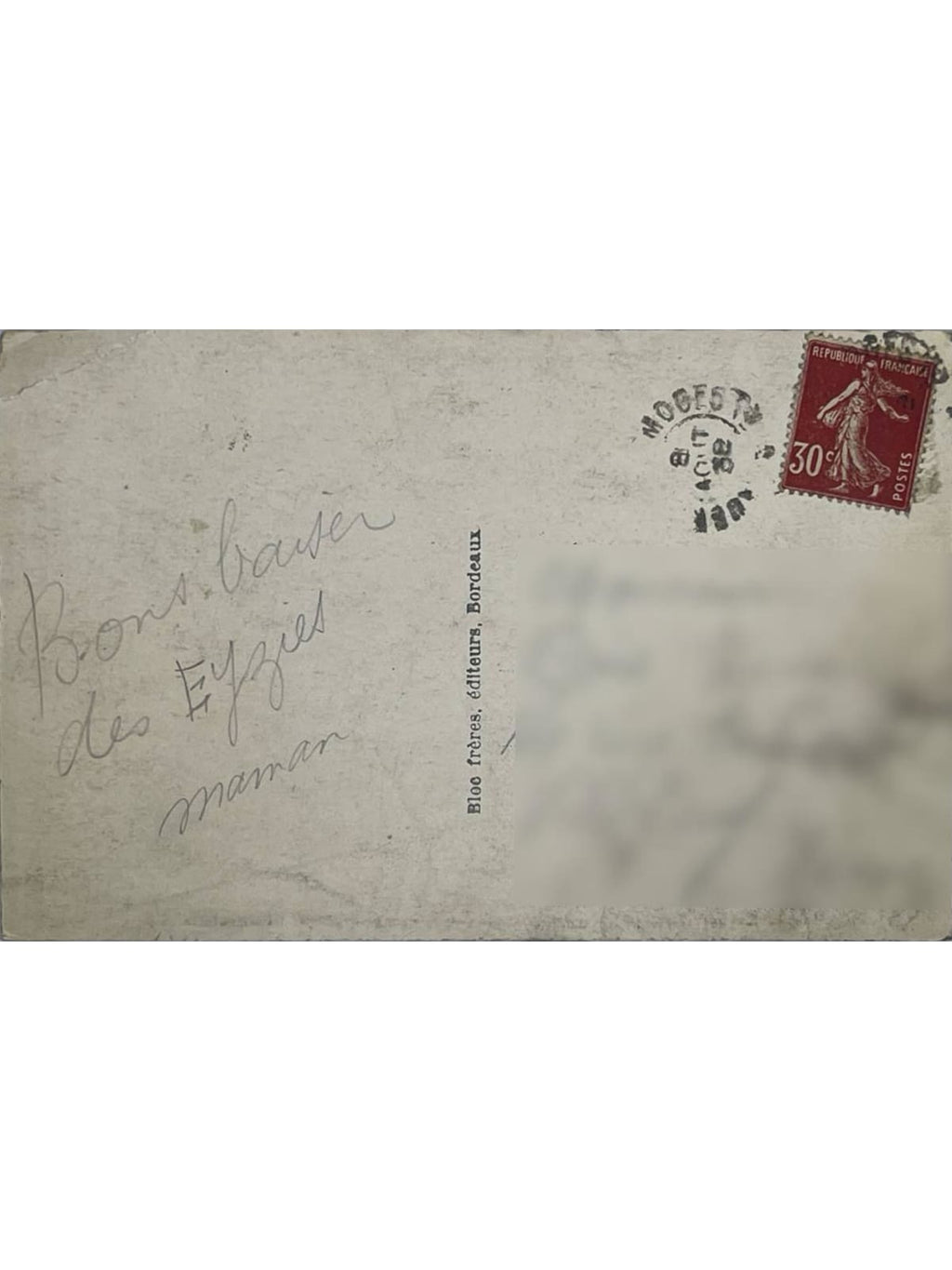 Verso de la carte postale
