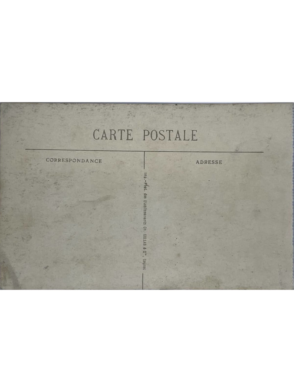 Verso de la carte postale