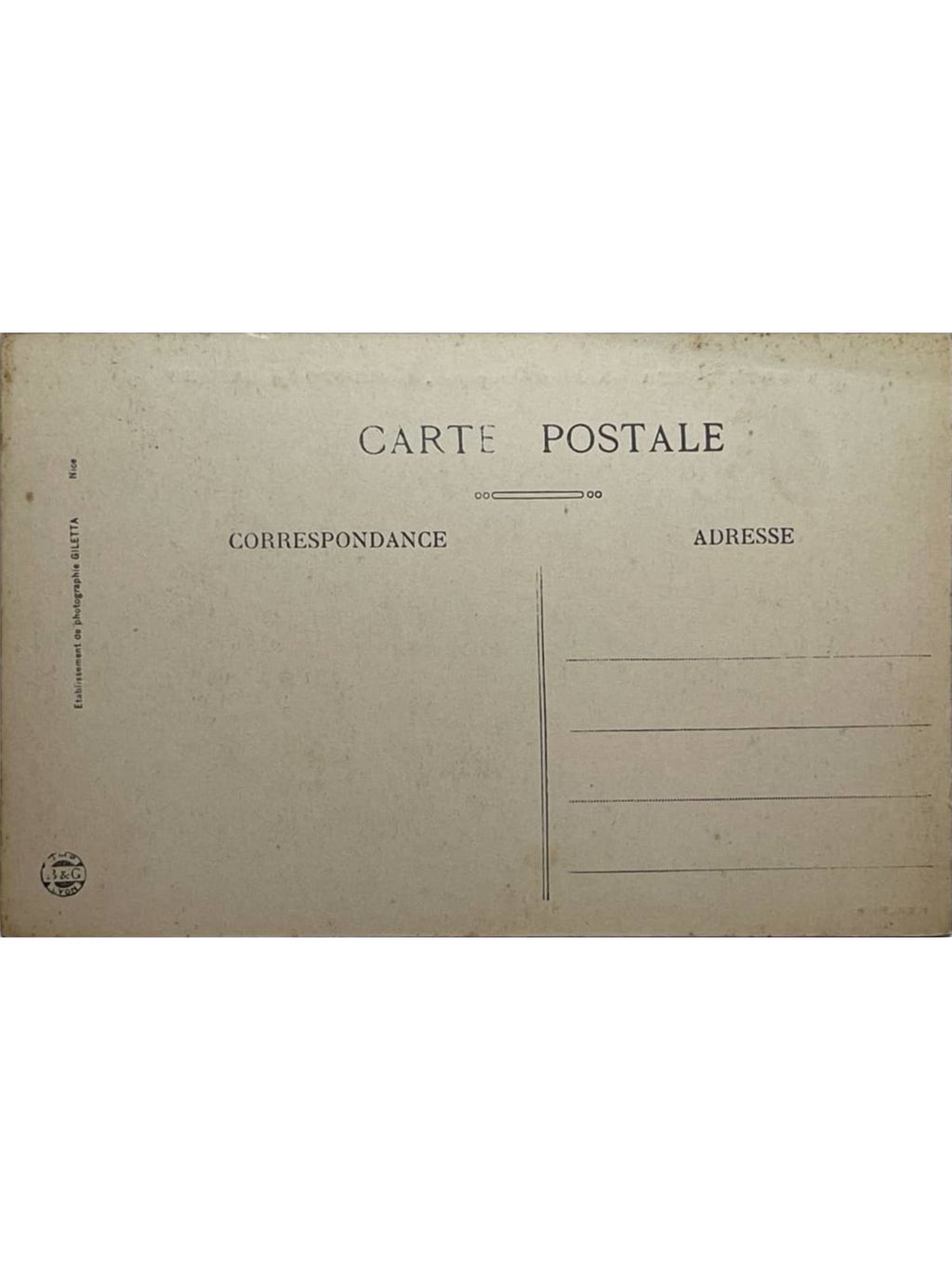 Verso de la carte postale