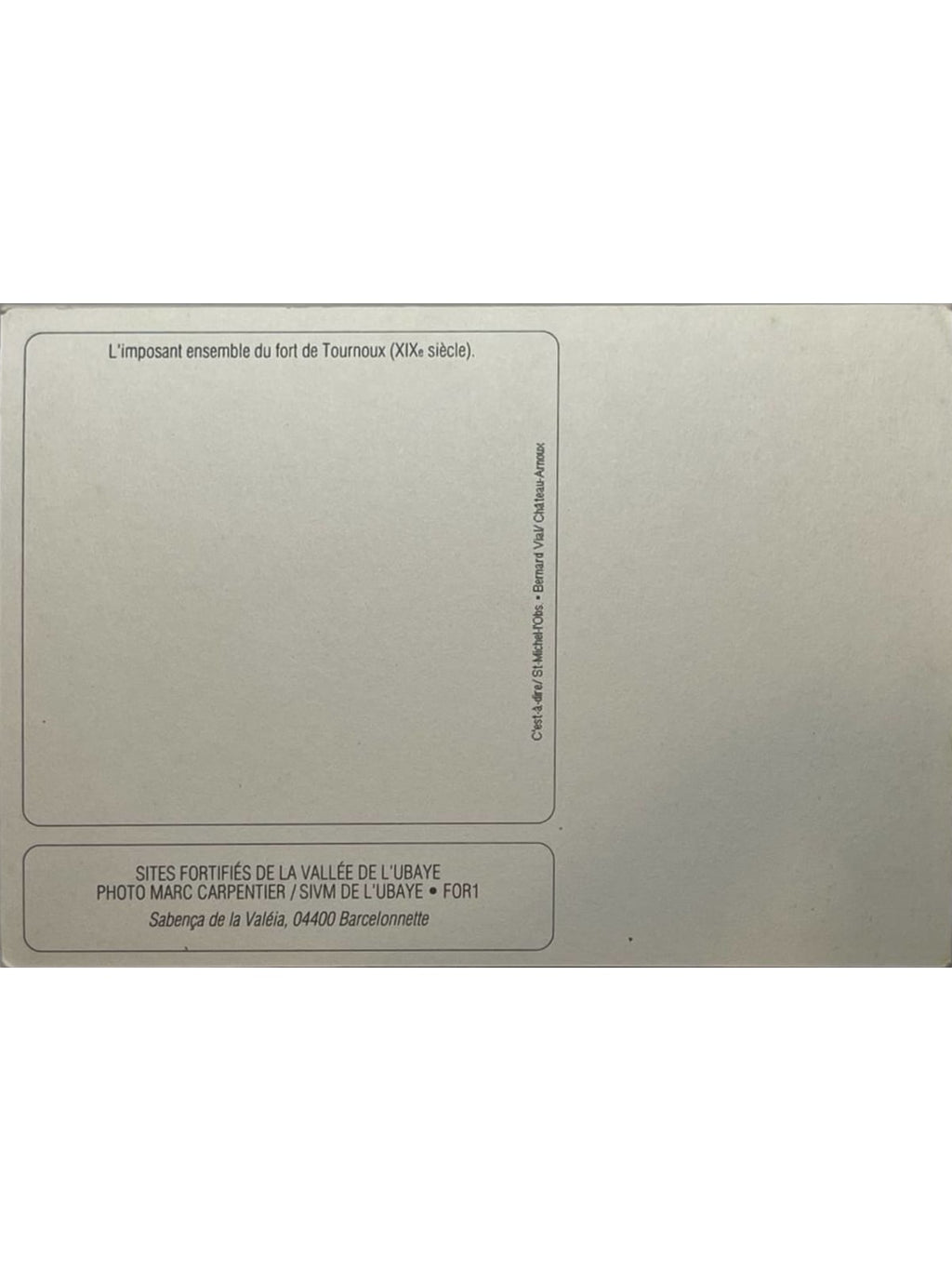 Verso de la carte postale