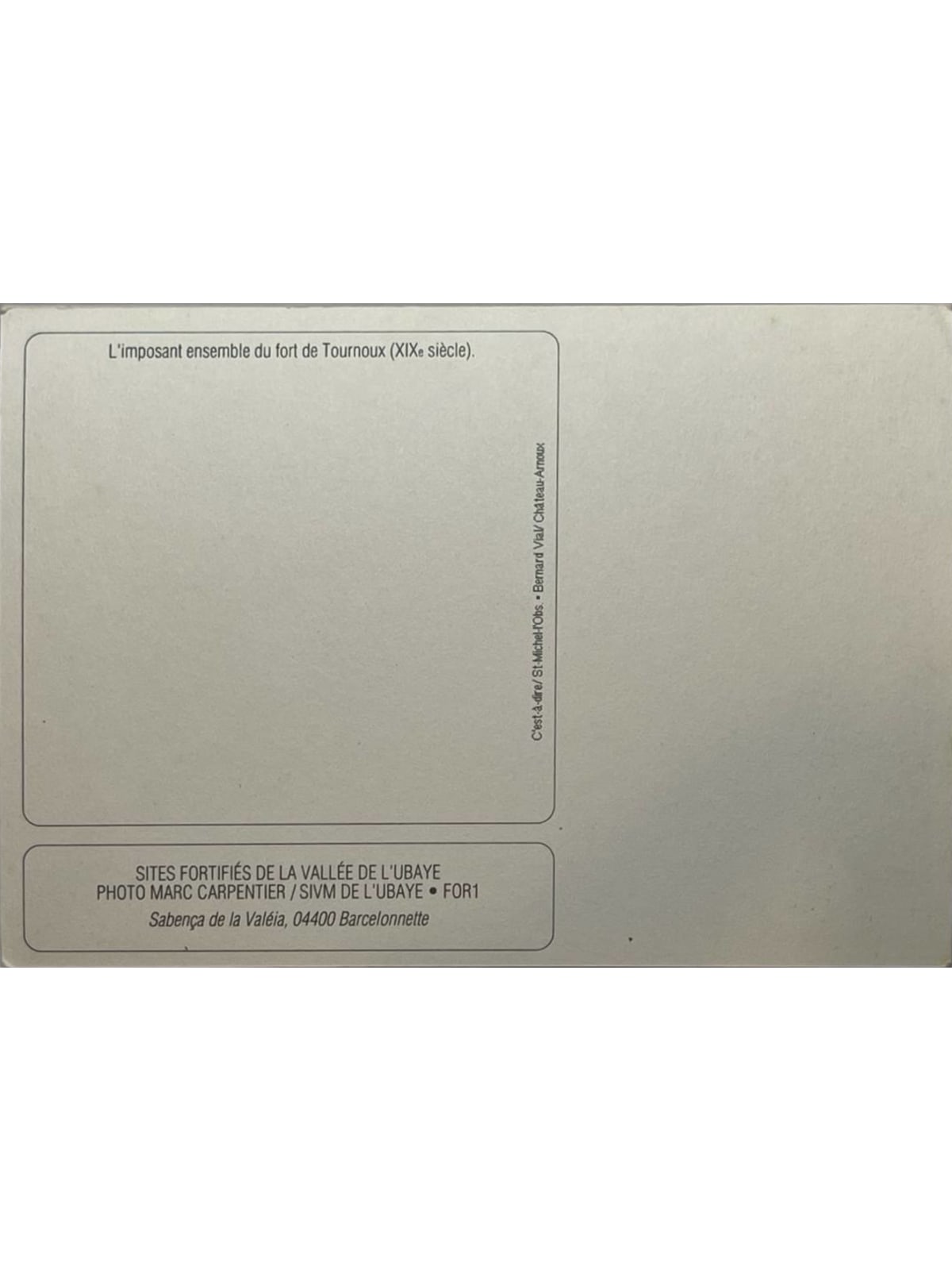 Verso de la carte postale