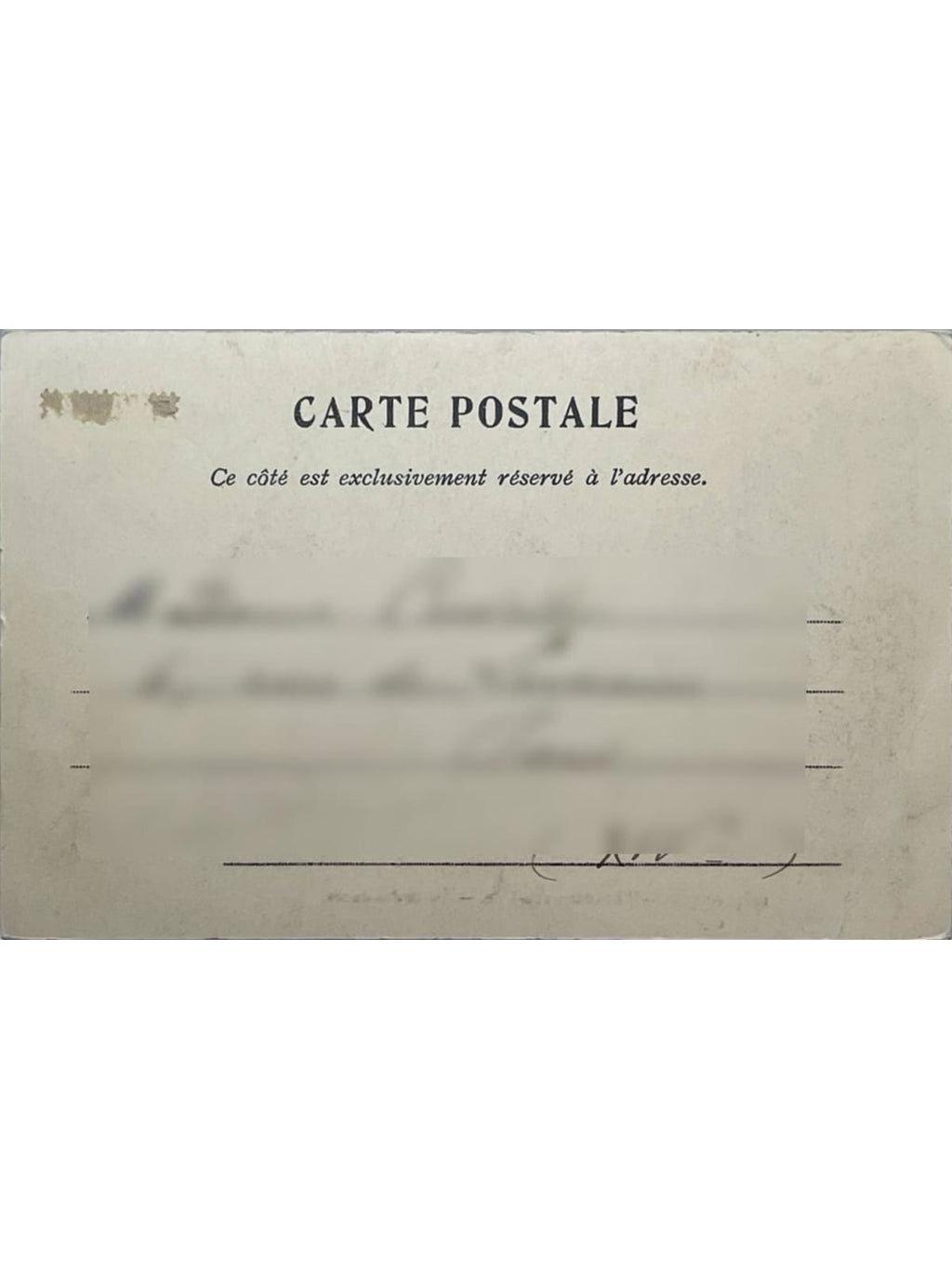 Verso de la carte postale