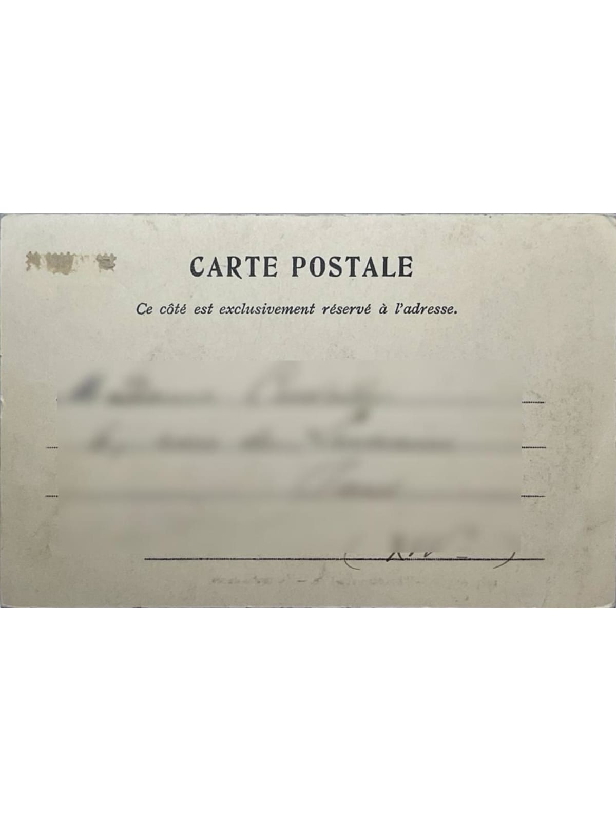 Verso de la carte postale