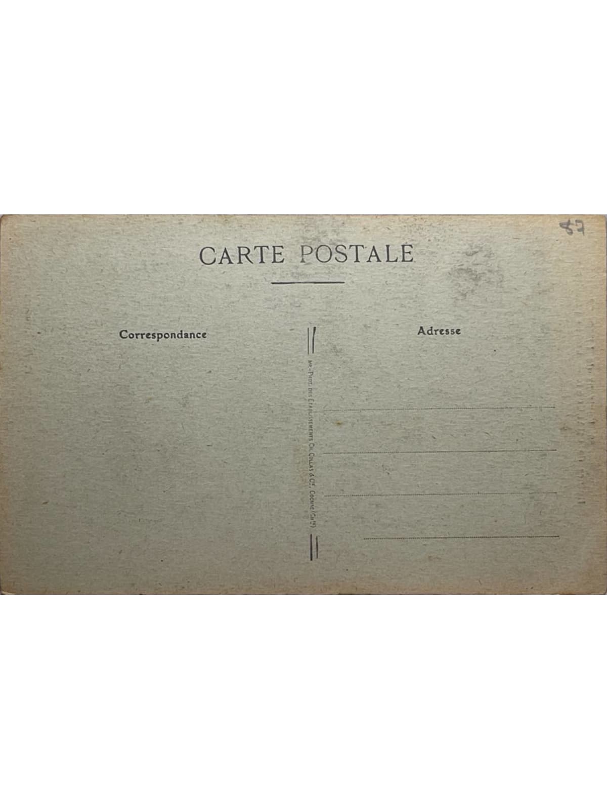 Verso de la carte postale