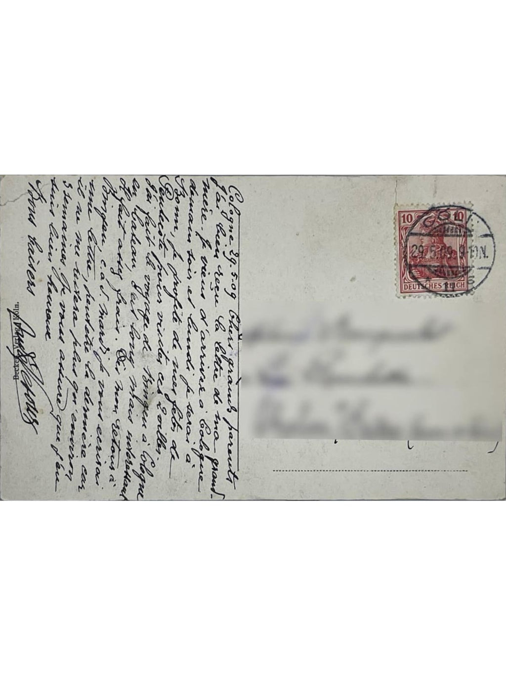 Verso de la carte postale