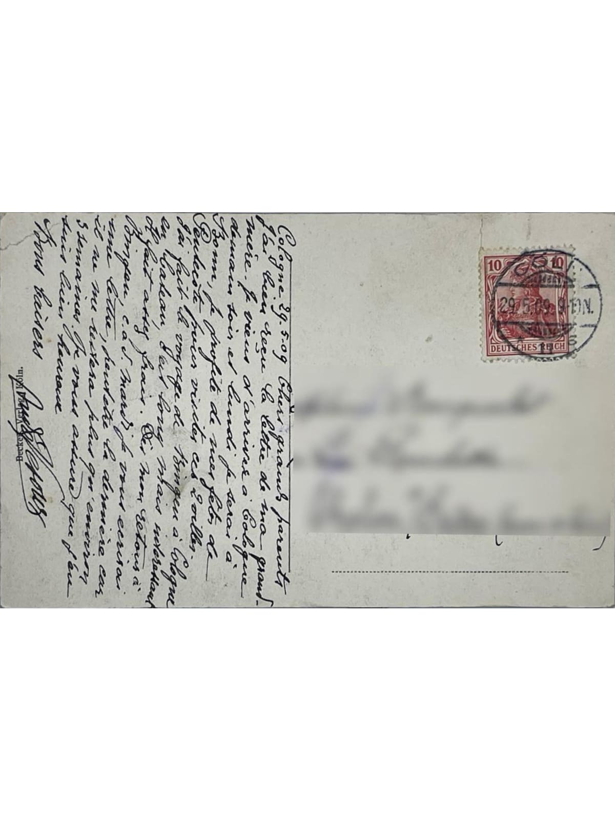Verso de la carte postale