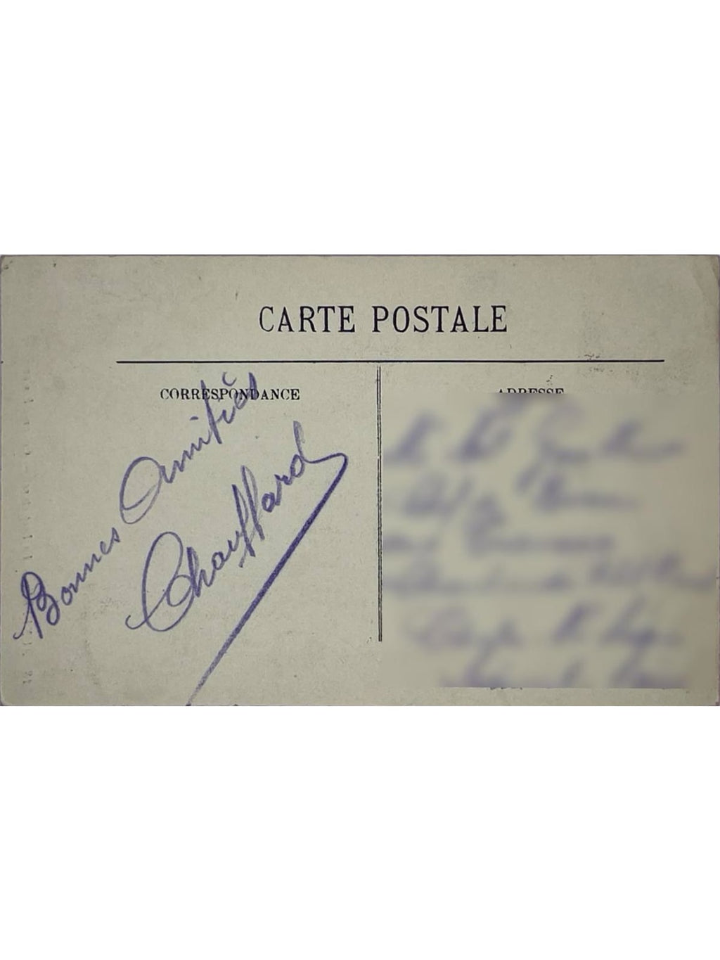 Verso de la carte postale