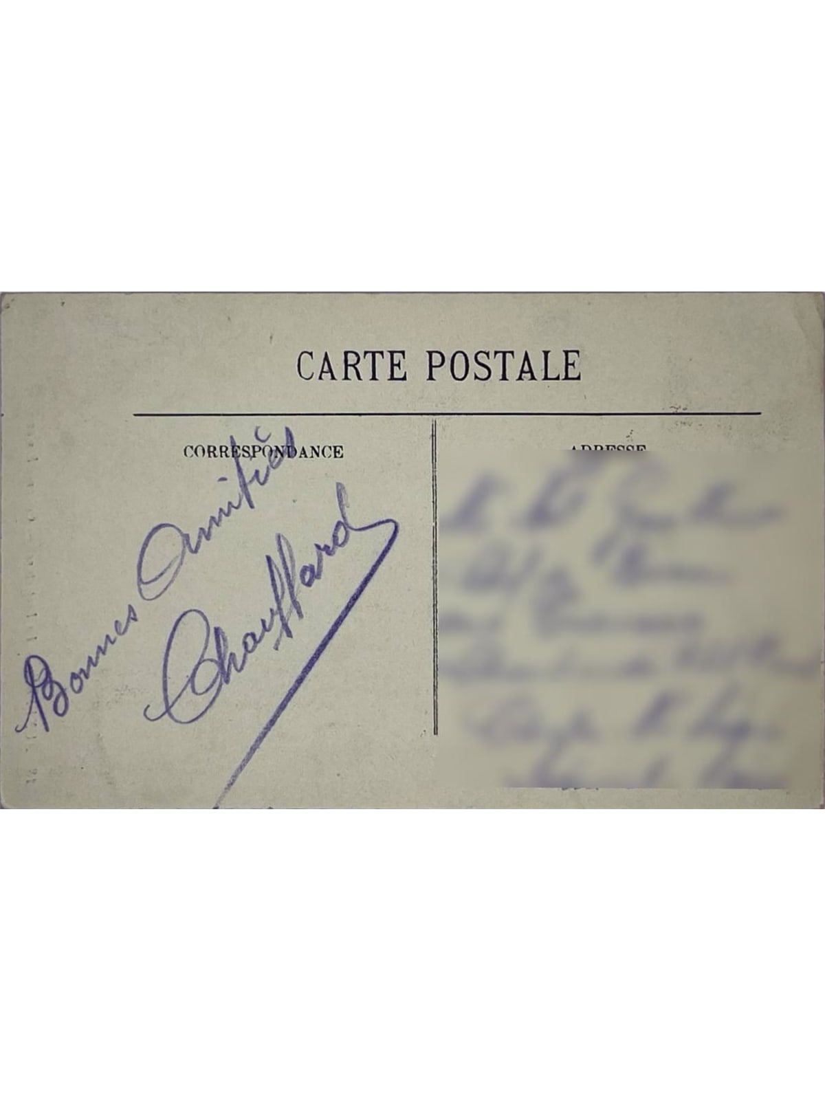 Verso de la carte postale
