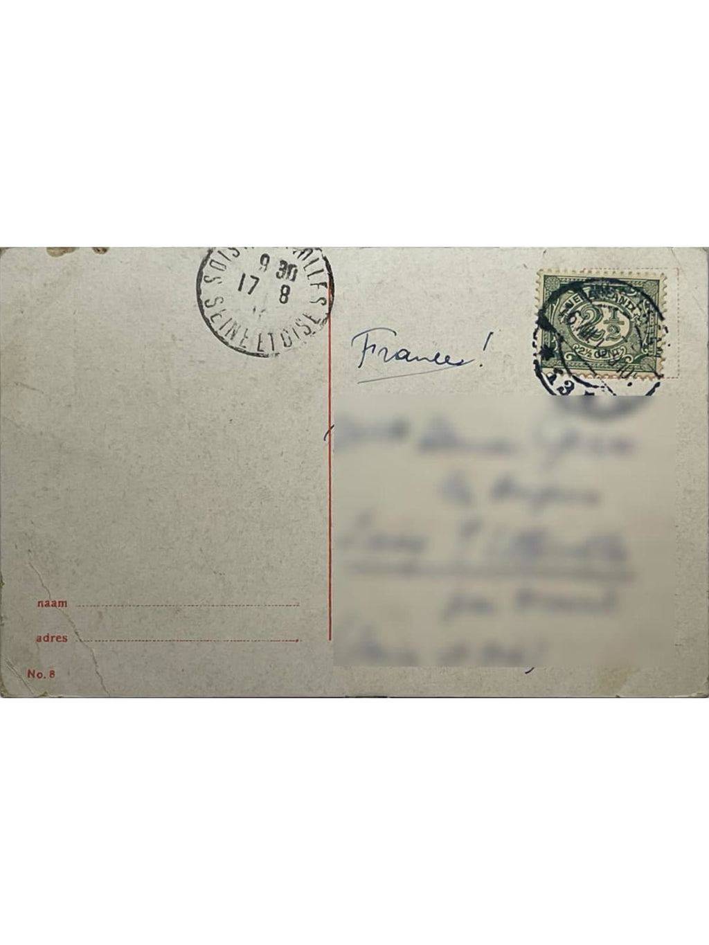 Verso de la carte postale