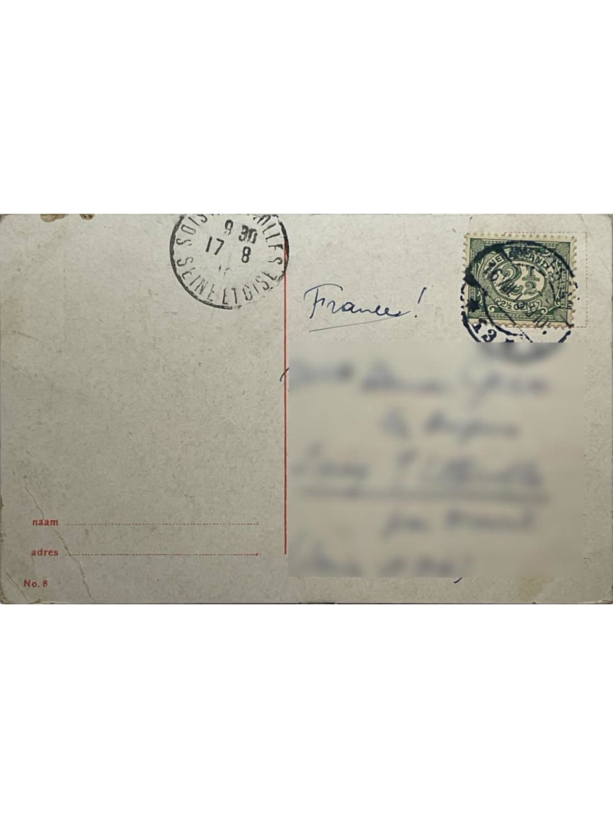 Verso de la carte postale