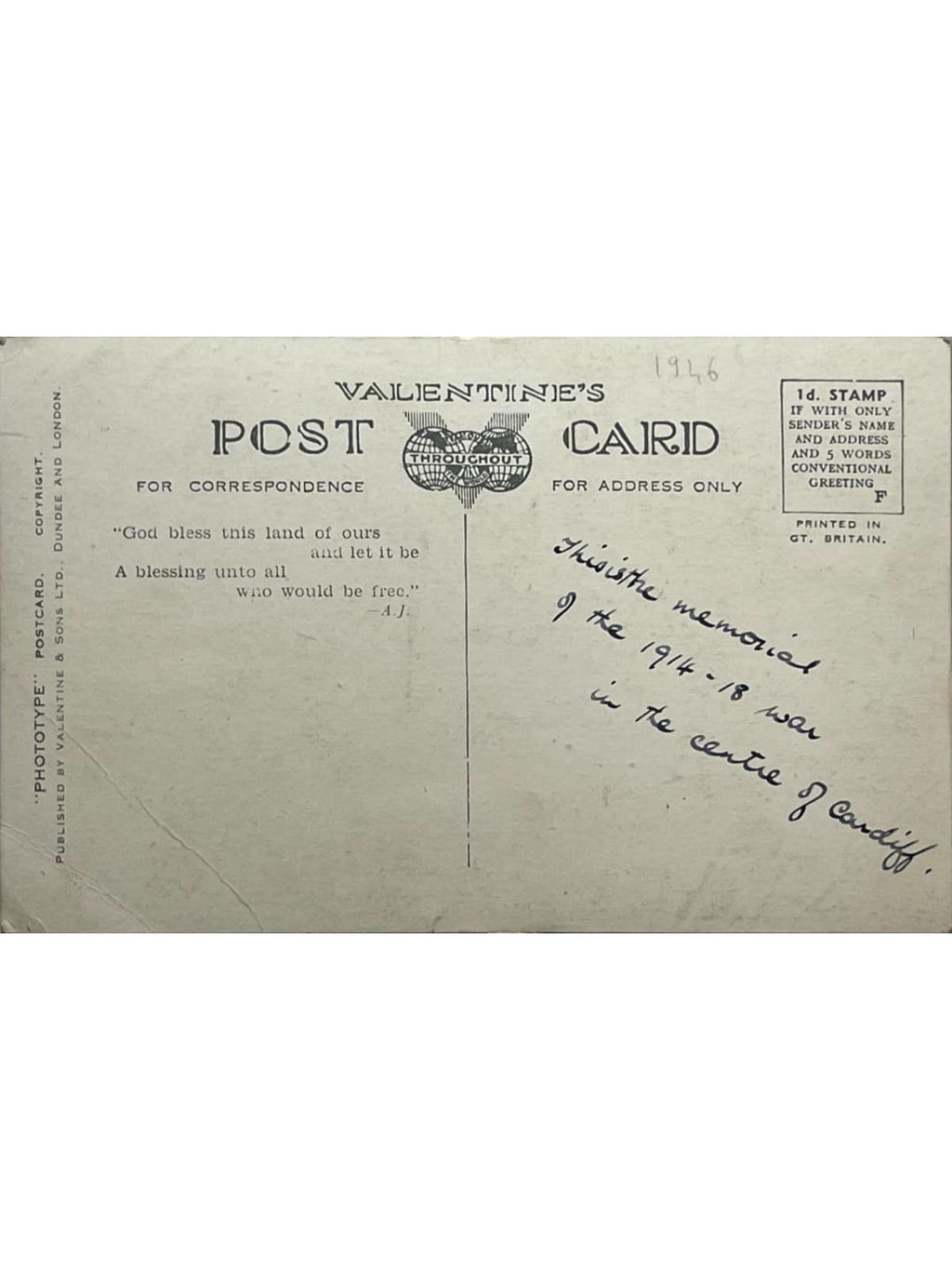 Verso de la carte postale