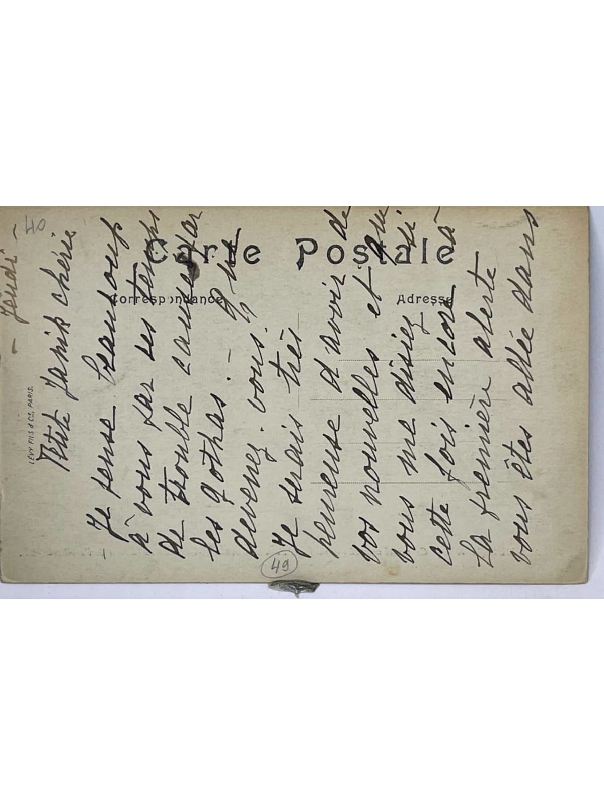 Verso de la carte postale