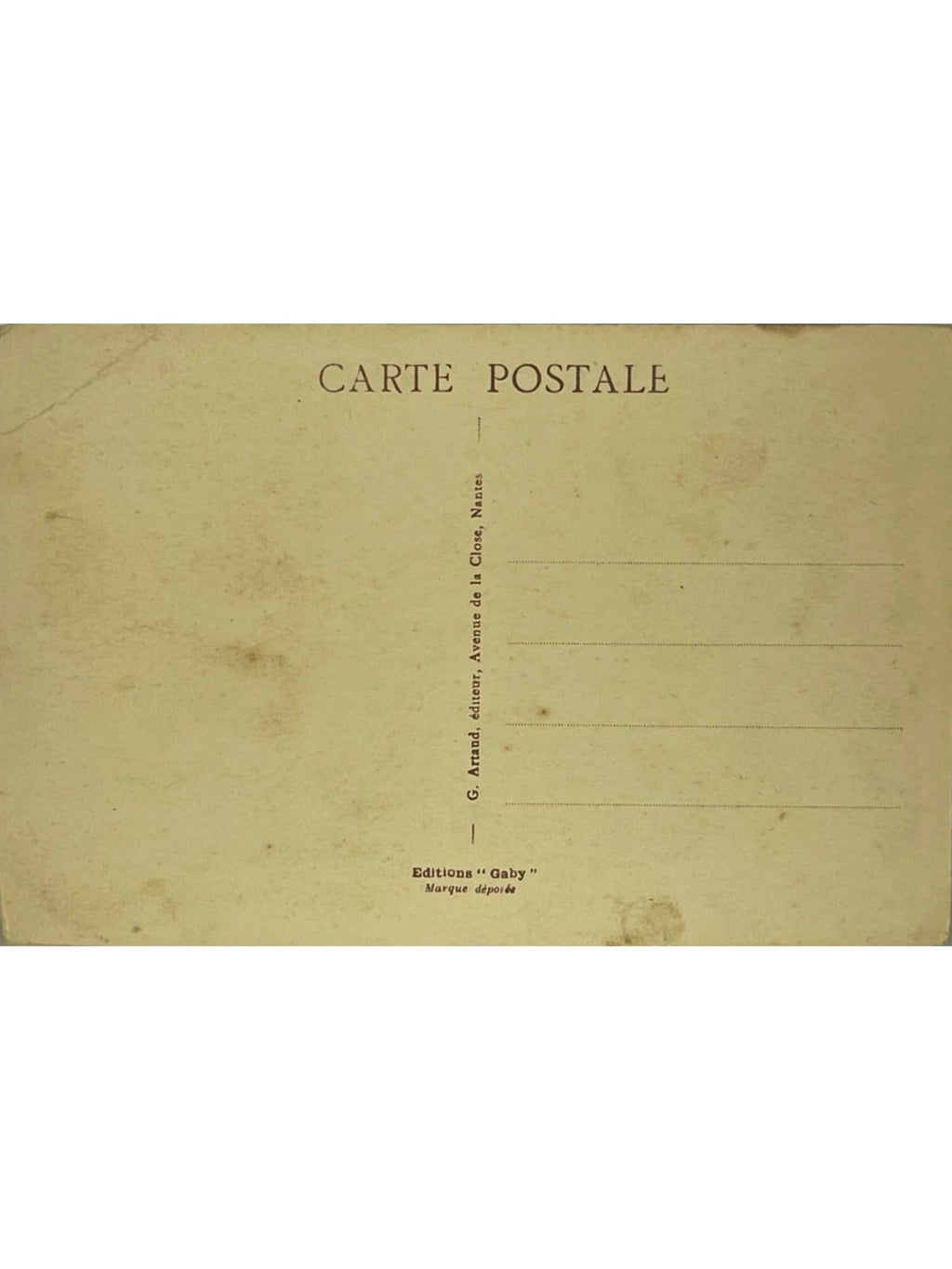 Verso de la carte postale