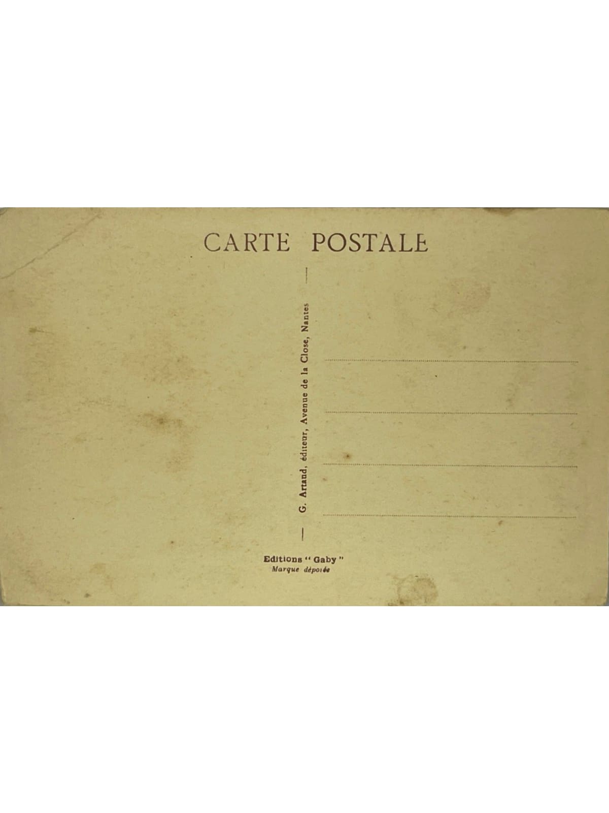 Verso de la carte postale