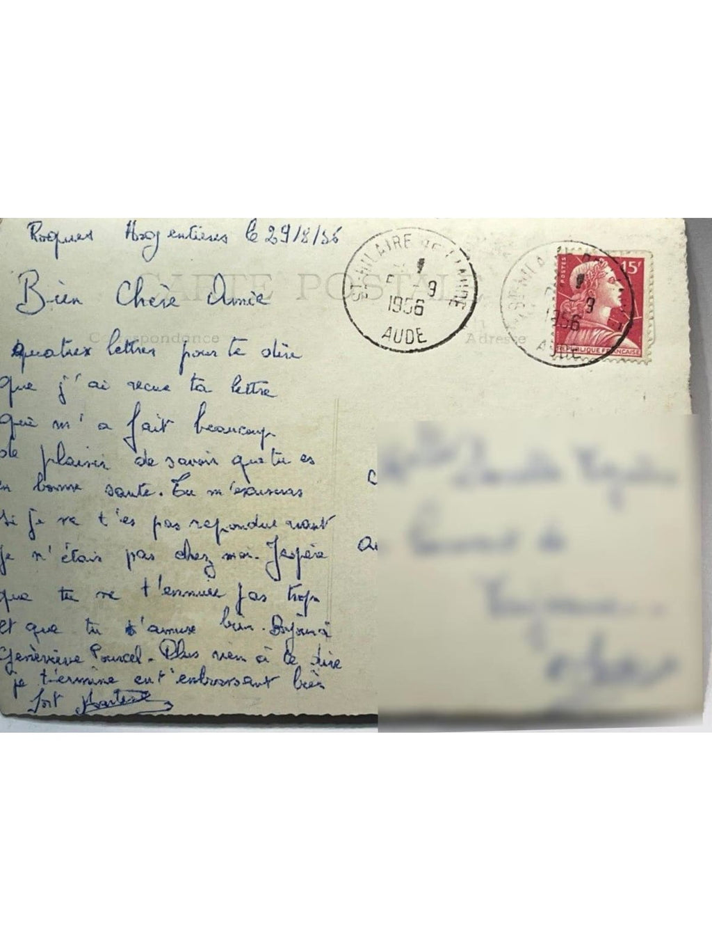 Verso de la carte postale