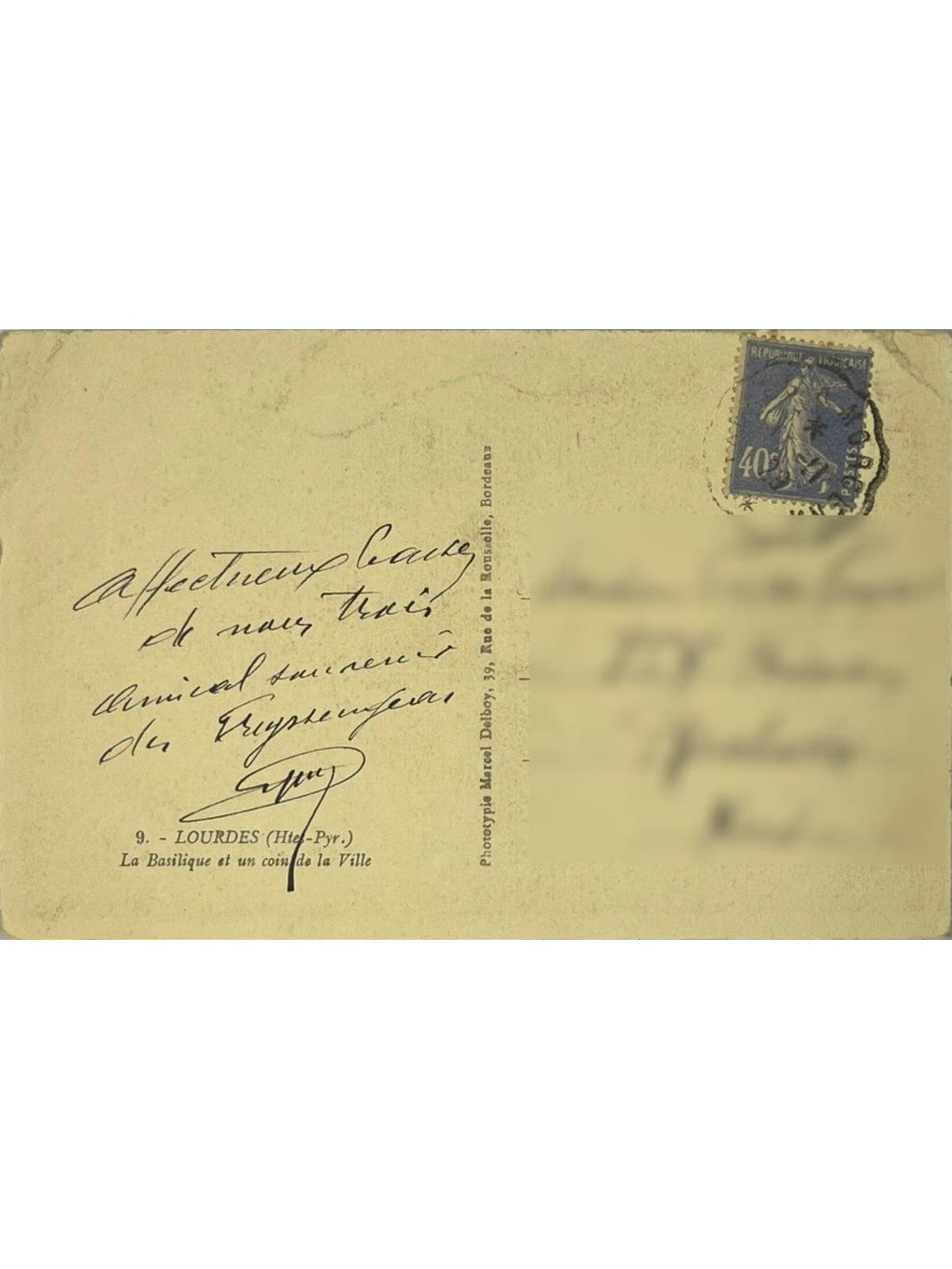 Verso de la carte postale
