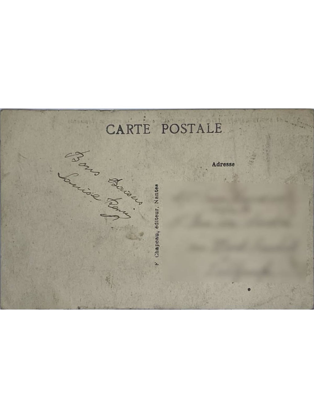 Verso de la carte postale