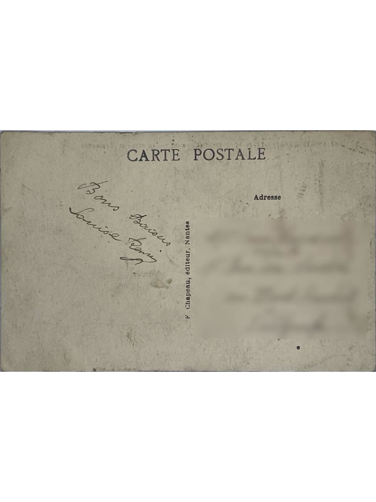 Verso de la carte postale