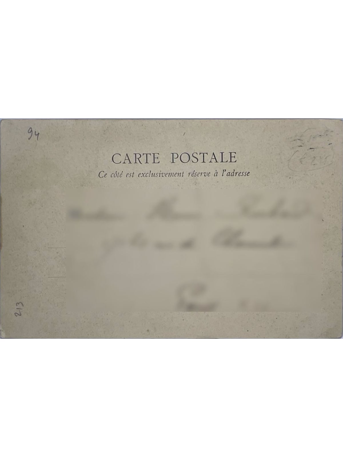 Verso de la carte postale