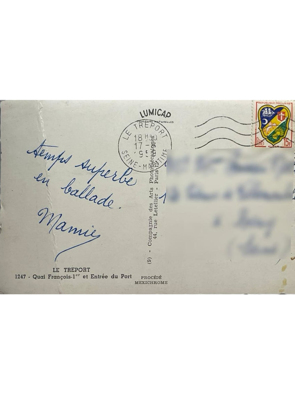 Verso de la carte postale