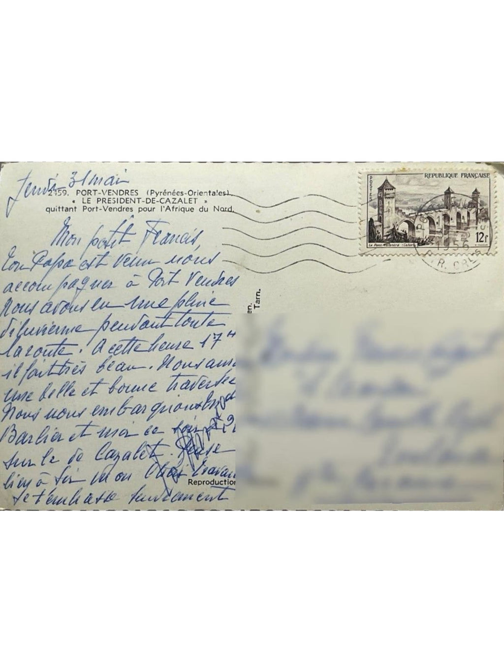 Verso de la carte postale