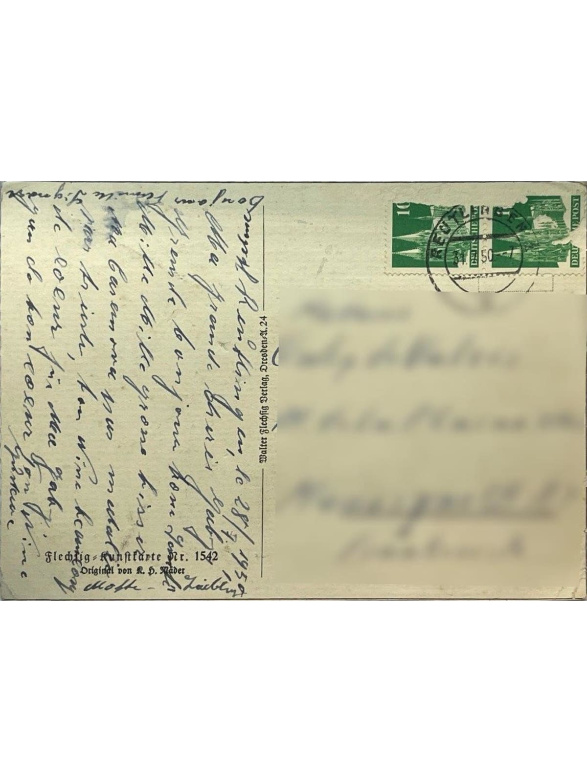 Verso de la carte postale
