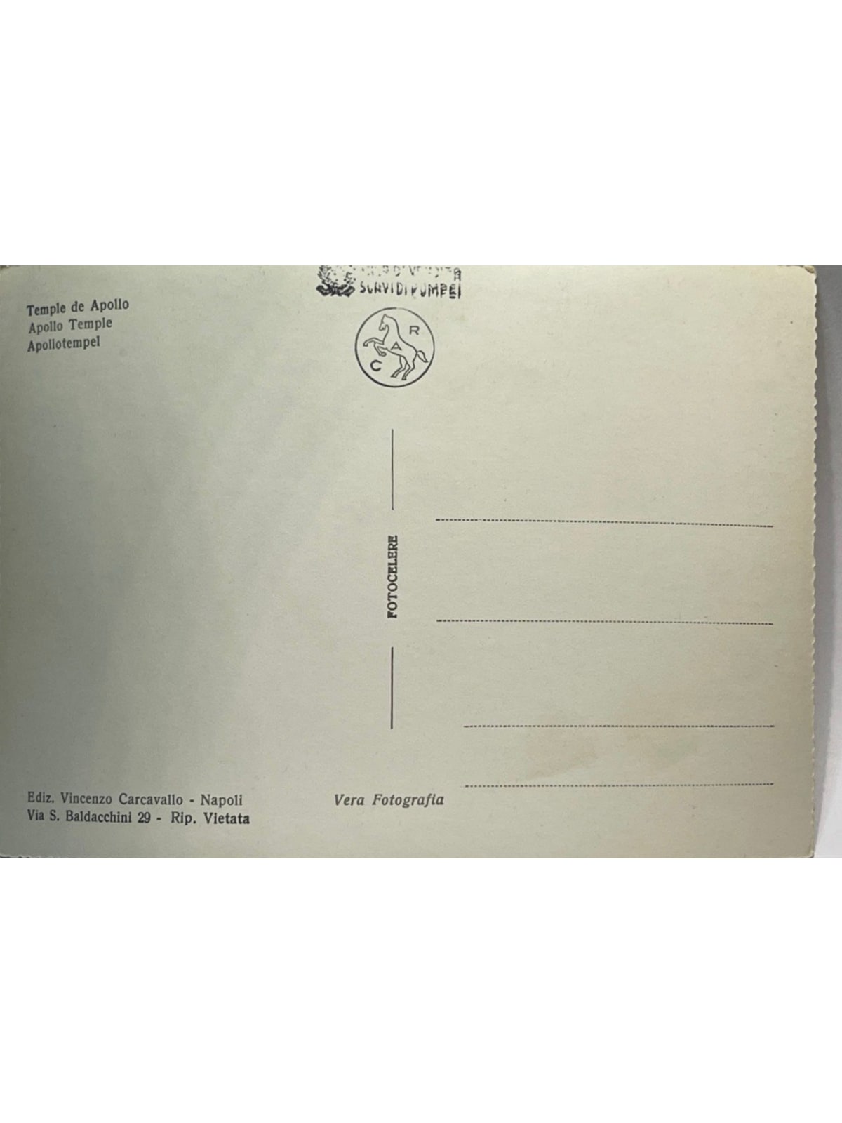 Verso de la carte postale
