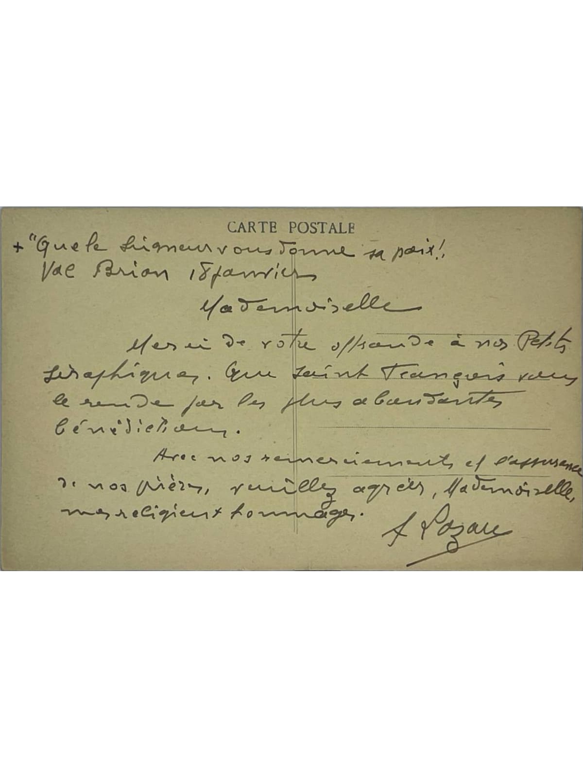 Verso de la carte postale