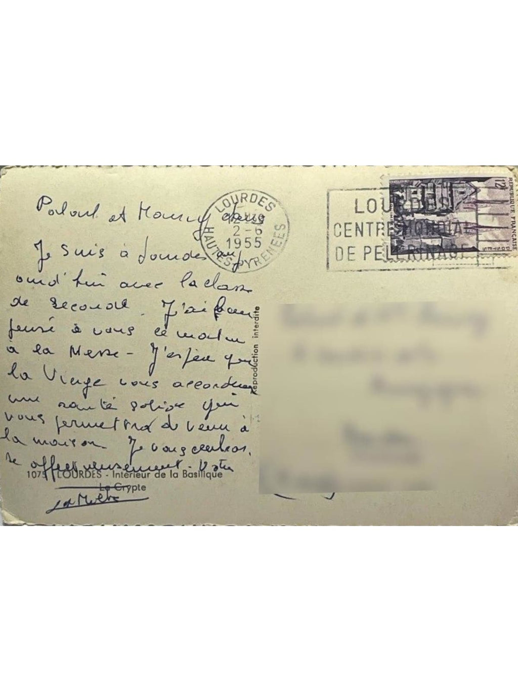 Verso de la carte postale