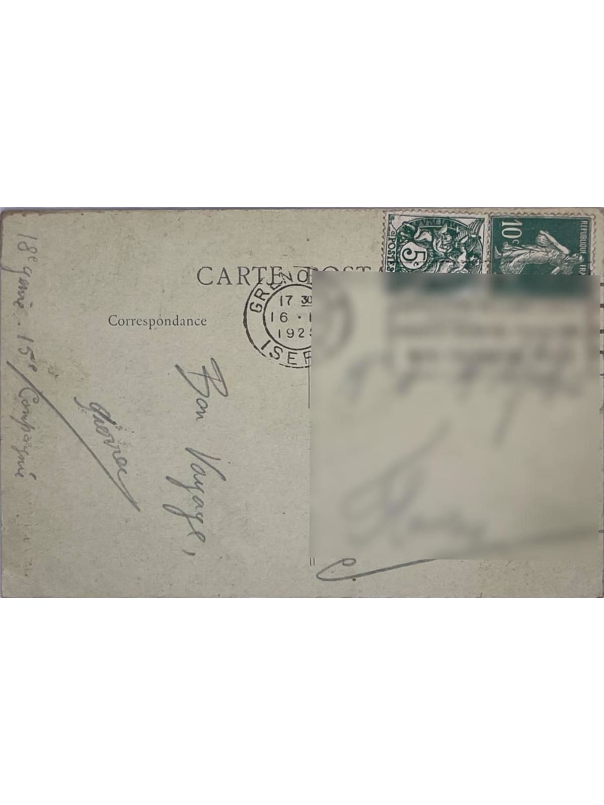 Verso de la carte postale