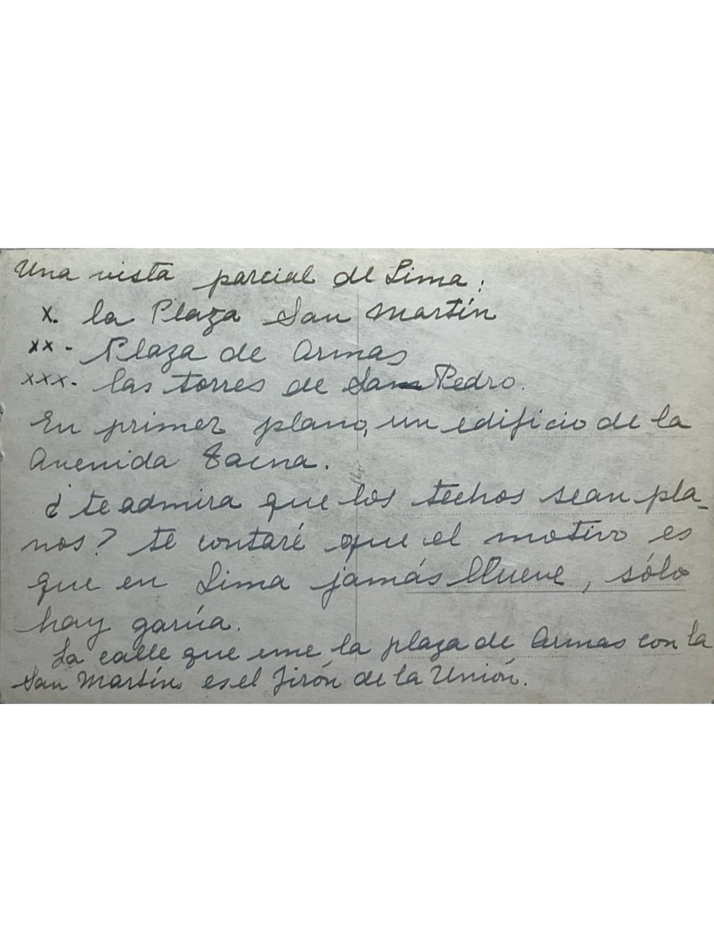 Verso de la carte postale