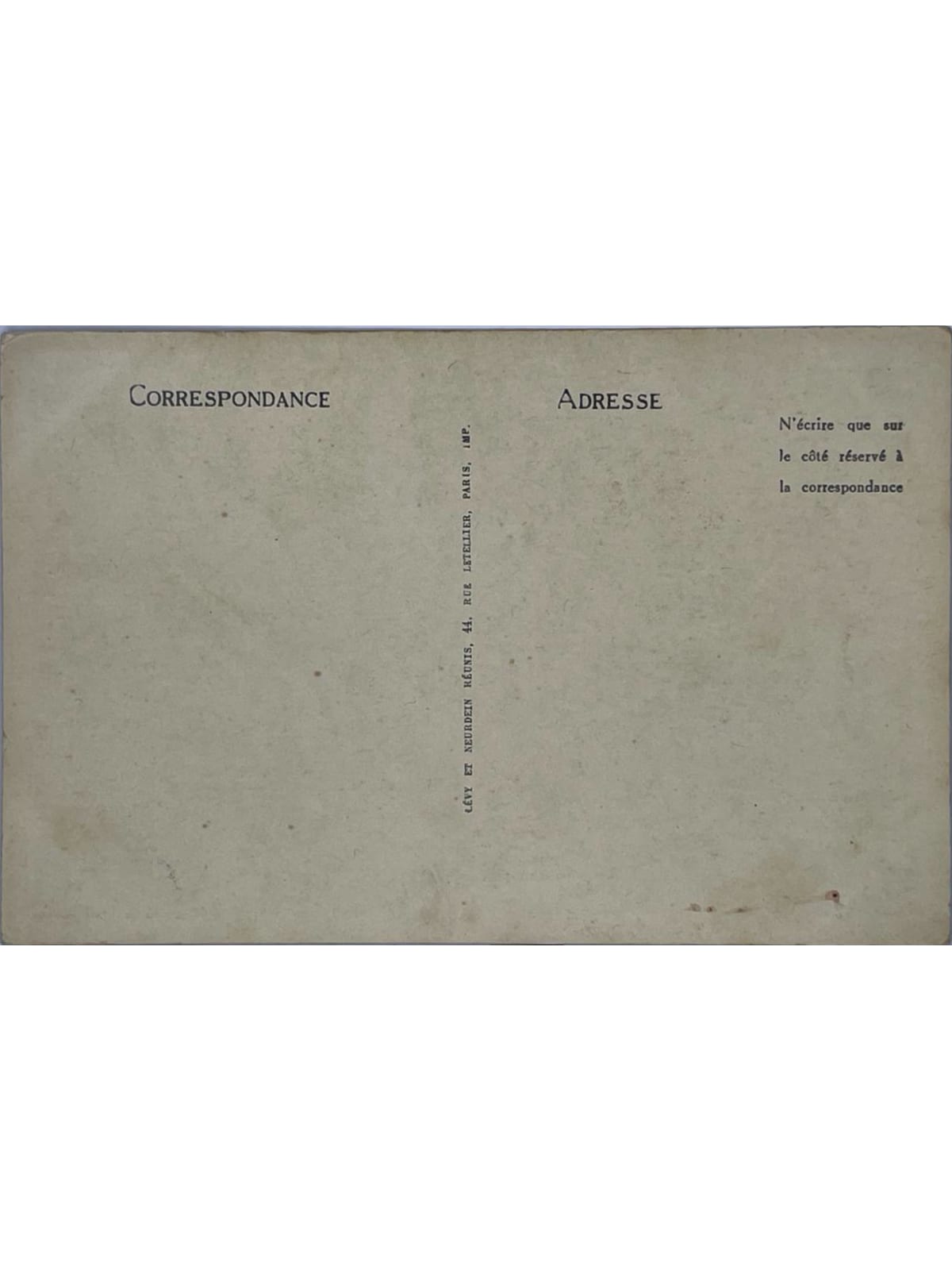 Verso de la carte postale